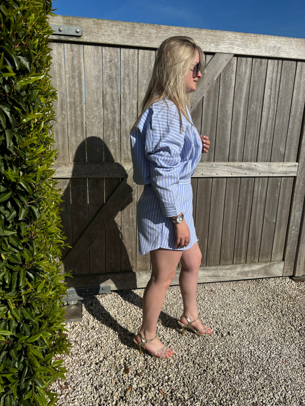 Polly Dress - White/Blue