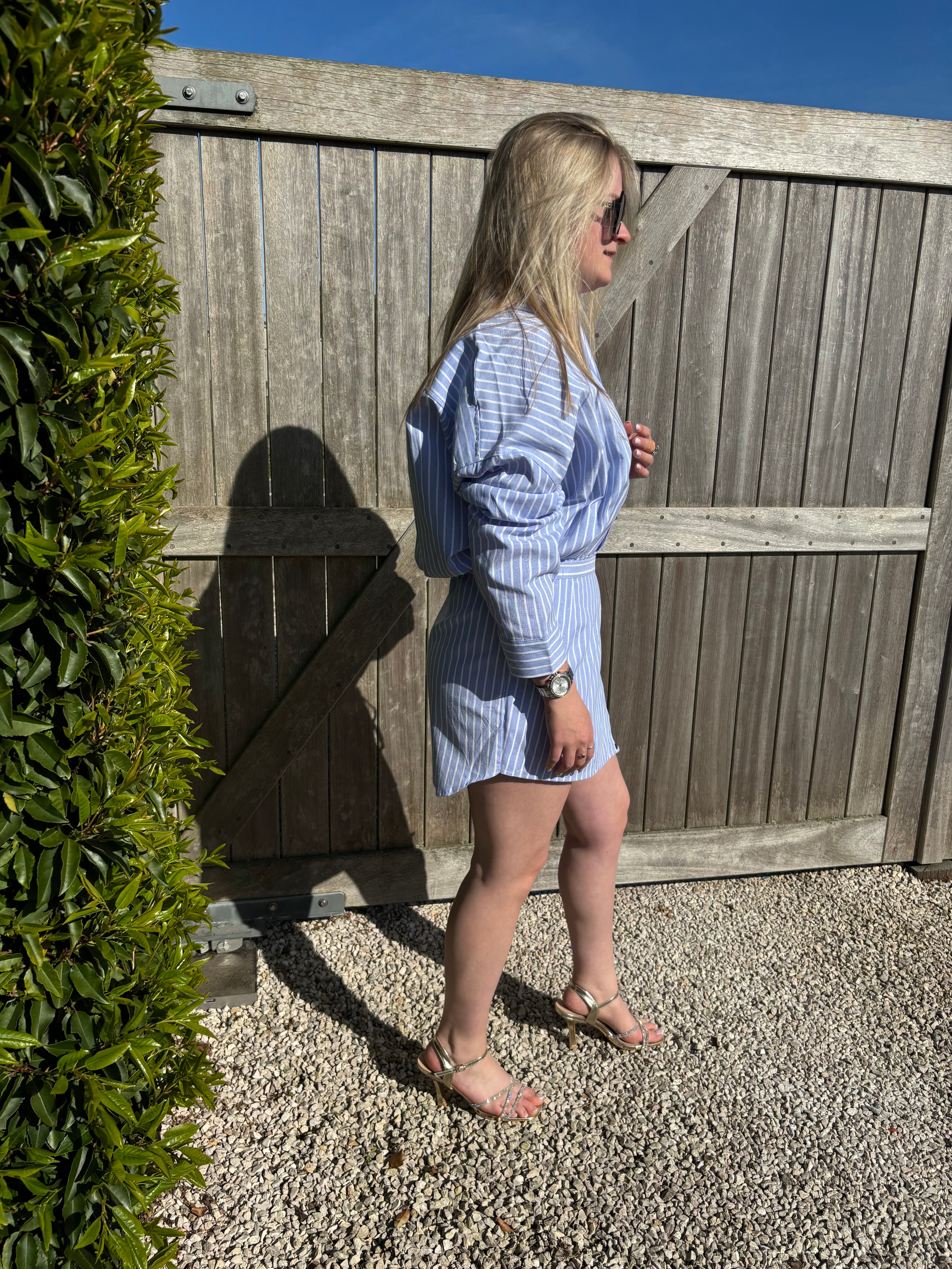 Polly Dress - White/Blue