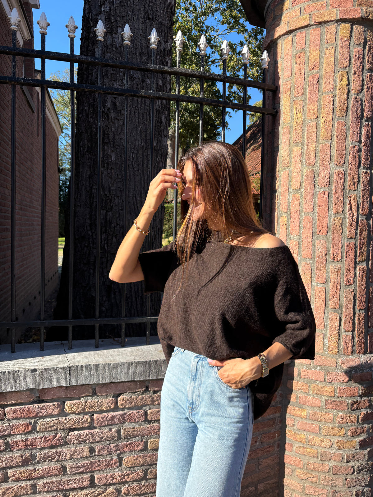 Emilia Cut-Out Sweater - Brown