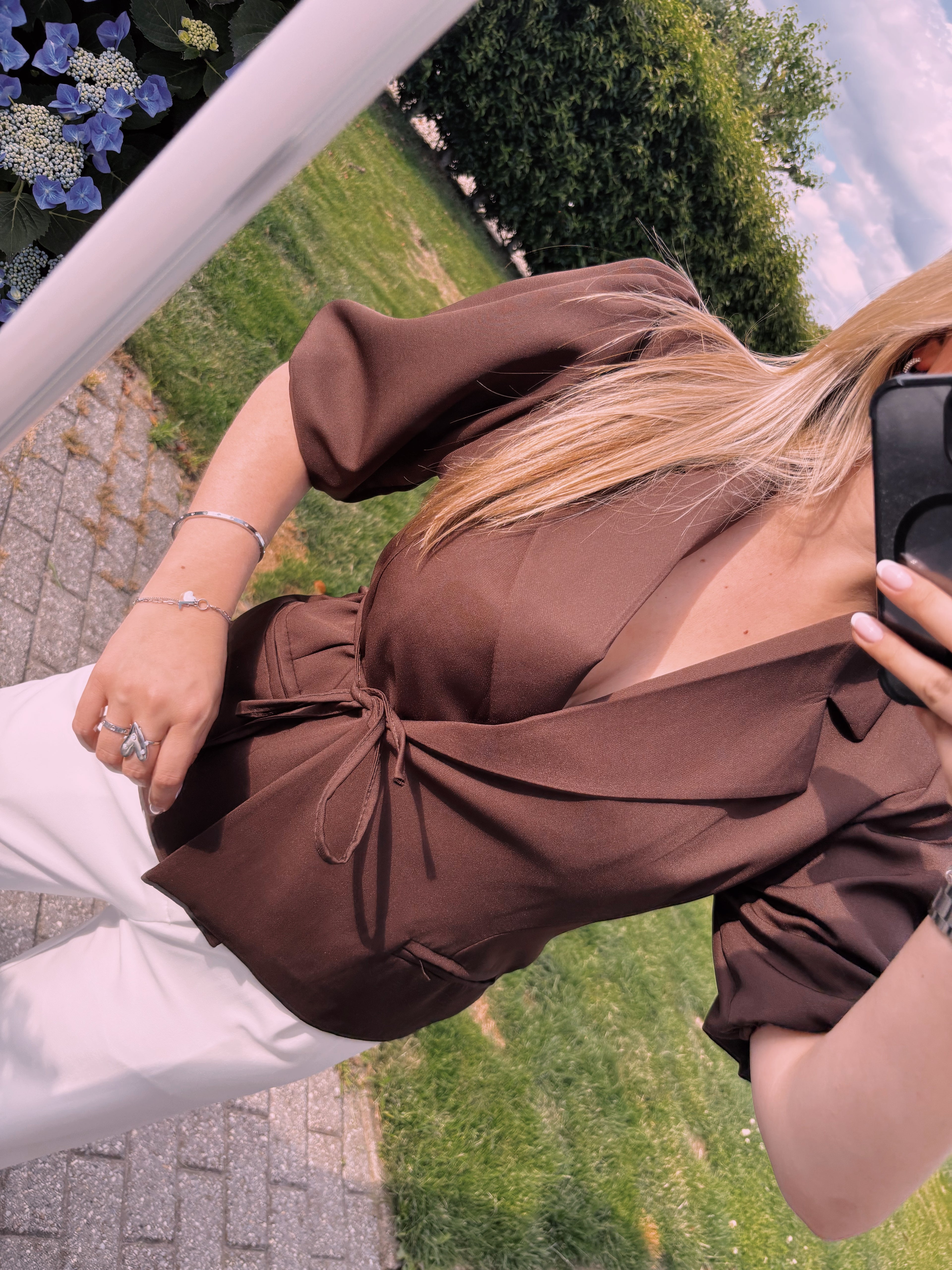 Claire Wrap Blazer - Brown