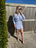 Polly Dress - White/Blue
