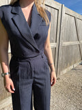 Bisou Sleeveless Blazer - Navy