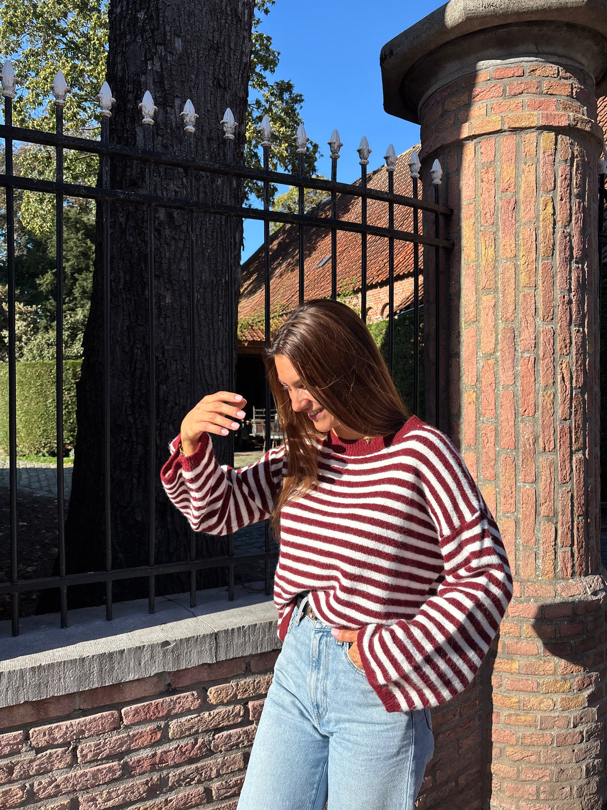 Estee Striped Sweater - Burgundy