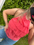 Noor Top With Ruffles - Coral