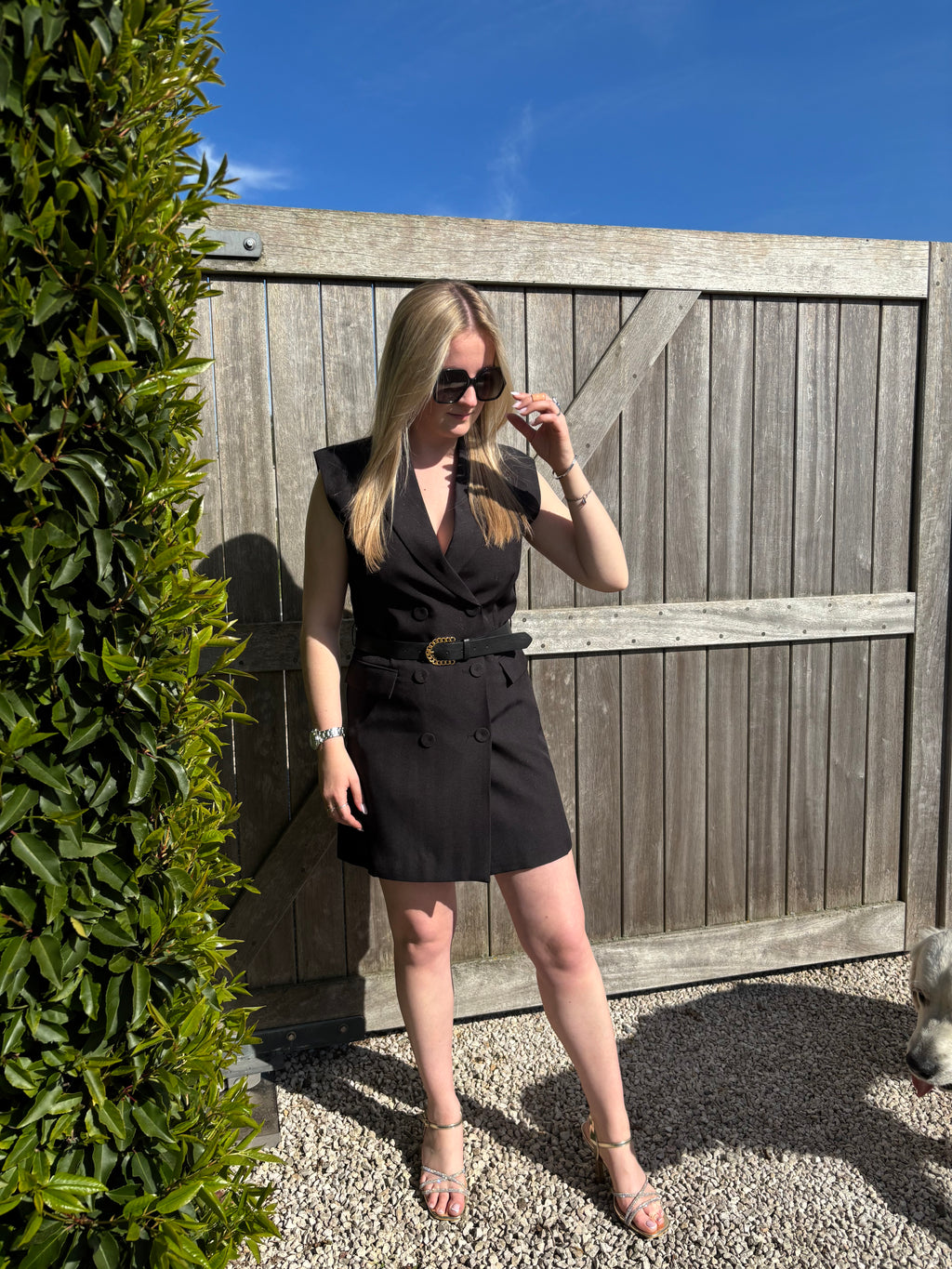Lily Blazer Dress with Belt - Black