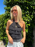 Noor Top With Ruffles - Black