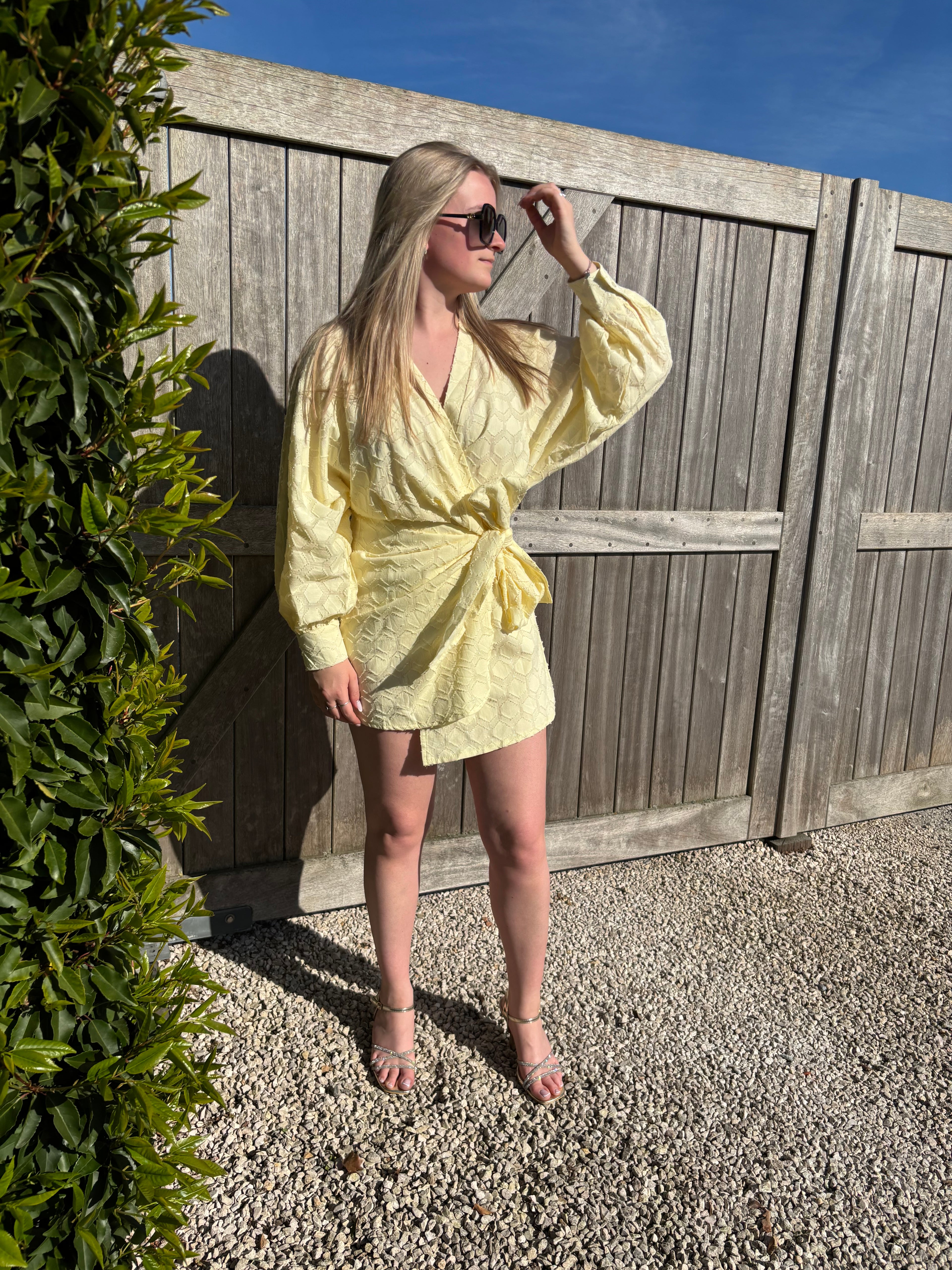 Kitty Wrap Dress - Yellow