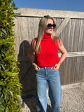 Daniella Sleeveless Turtleneck - Red