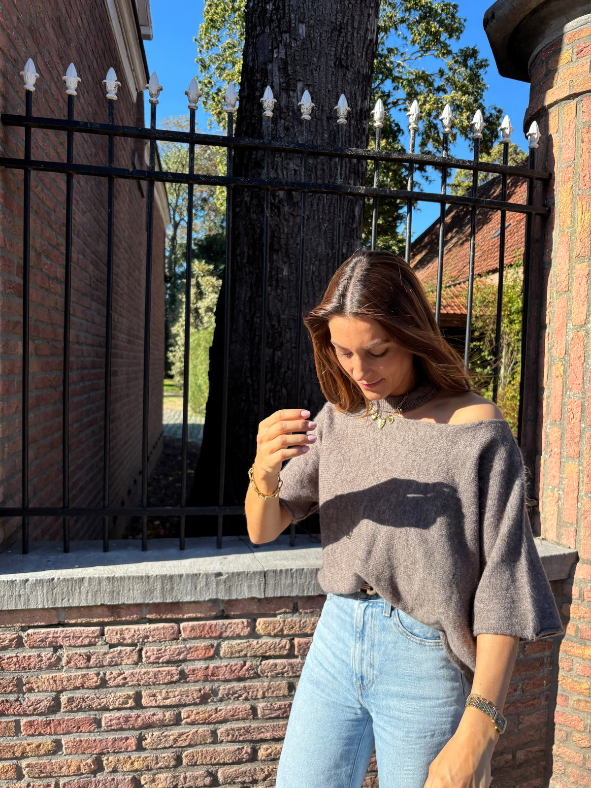 Emilia Cut-Out Sweater - Taupe