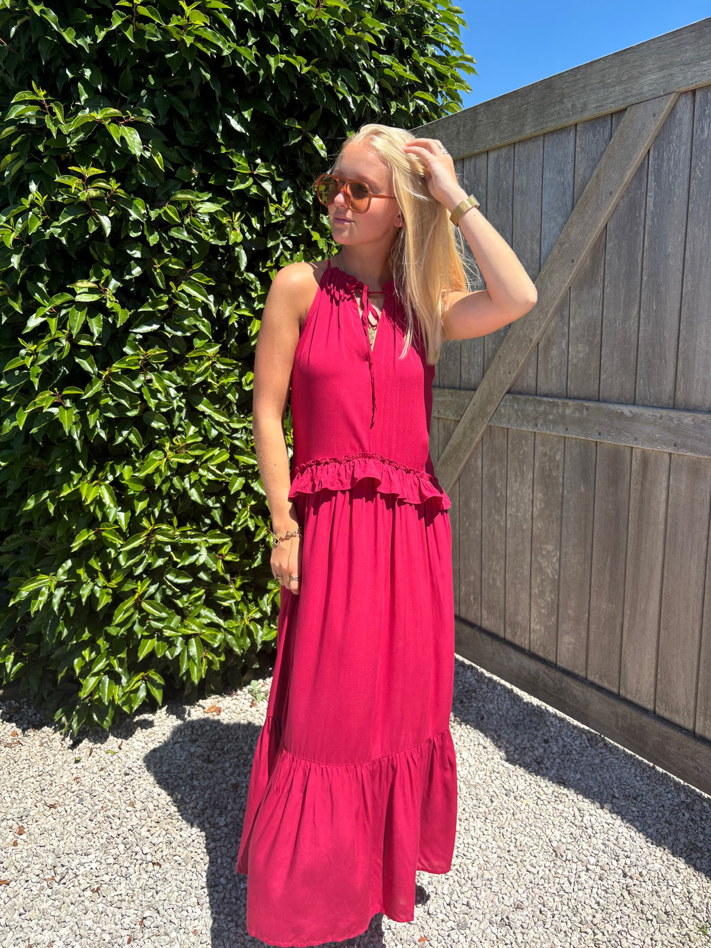 Rose Long Dress - Raspberry