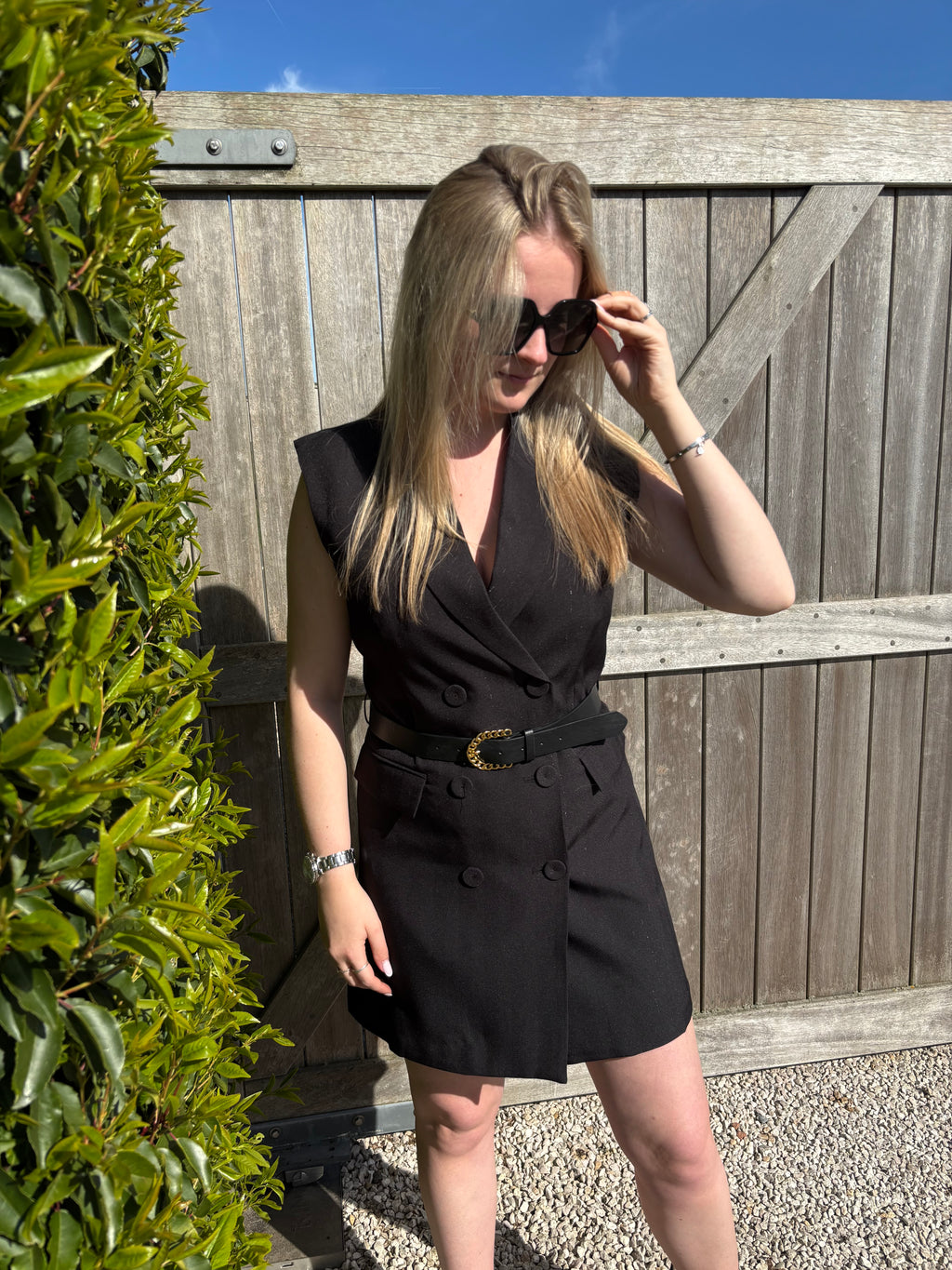 Lily Blazer Dress with Belt - Black