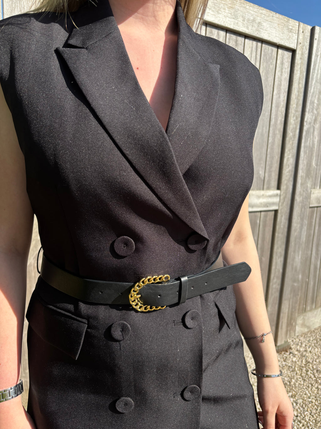 Lily Blazer Dress with Belt - Black